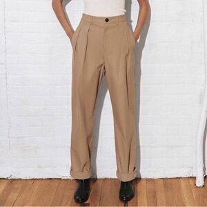 Mara Hoffman Monte Pleated High Waisted Pants Khaki Tan 2